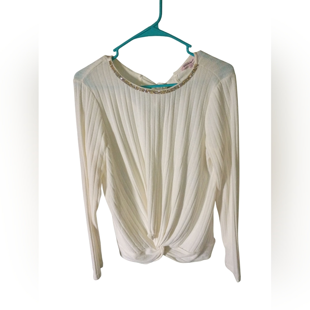 Juicy Couture Elegant White/Cream Top with Embellished Neckline